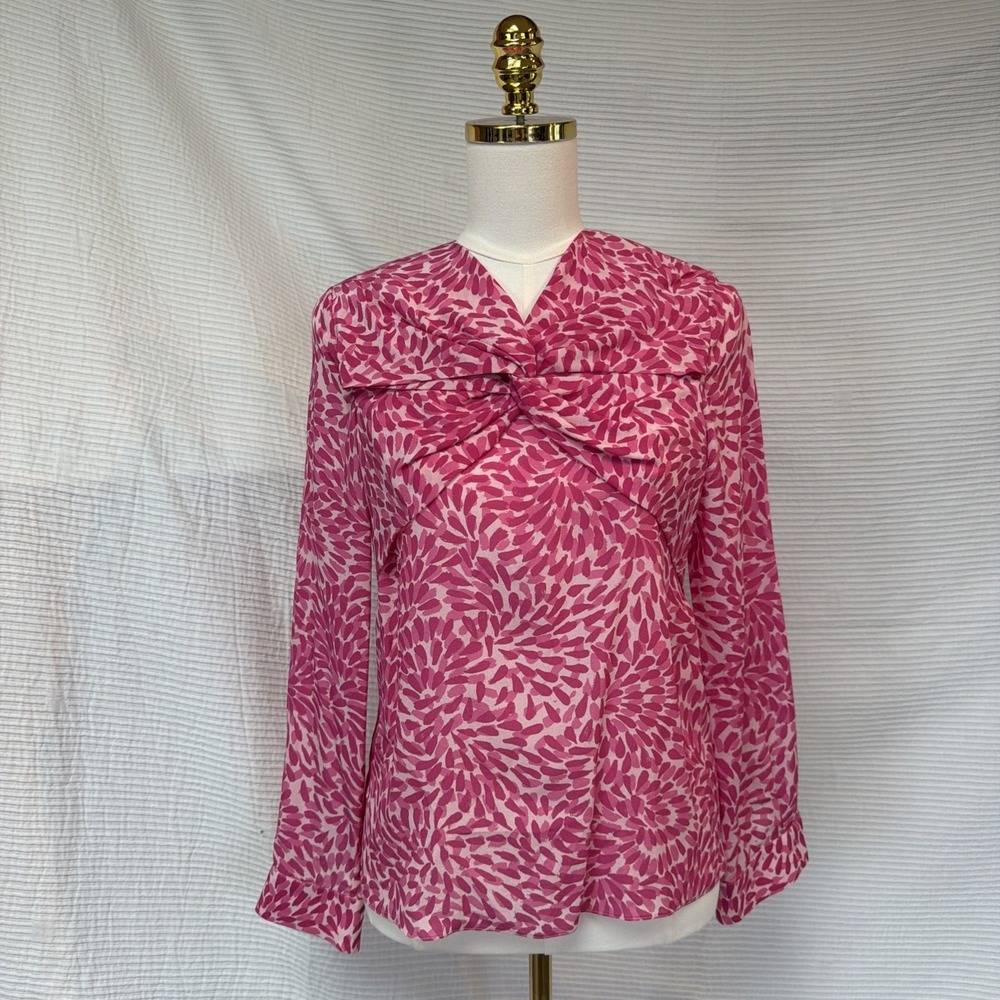 The Fold London 100% Silk Pink Blouse 6 Long Sleeve Delicate Lightweight